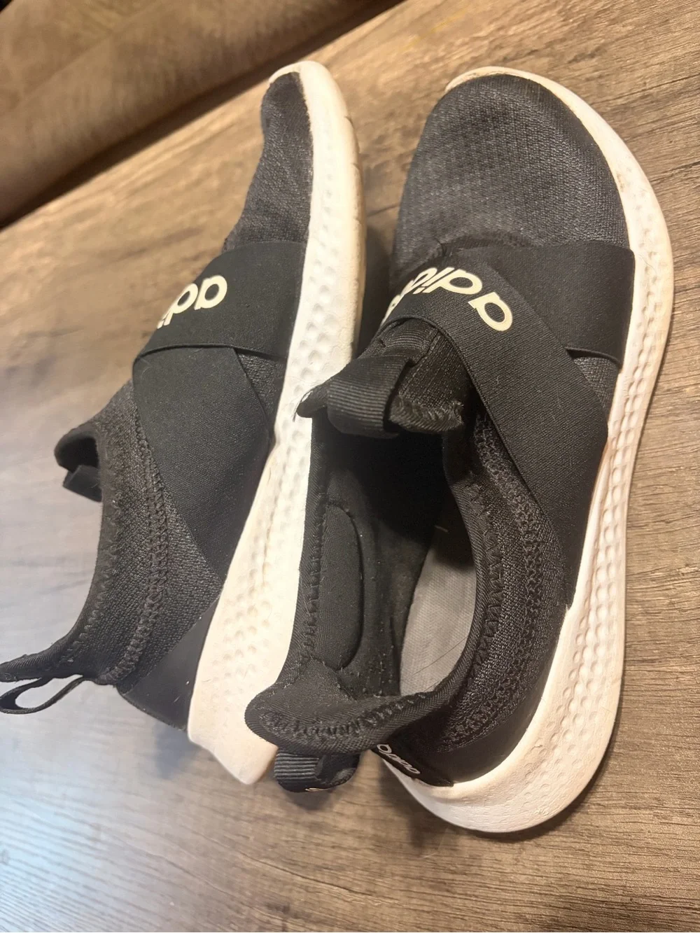 adidas Black Slip-On Athletic Shoes with White Sole - Picture 2 of 6
